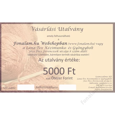 Ajándékutalvány 5000 Ft értékben