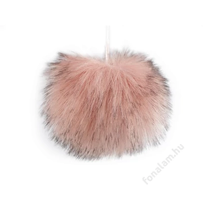 Műszőrme pompon Ø8 cm - 12 Púderrózsaszín-fekete cirmos